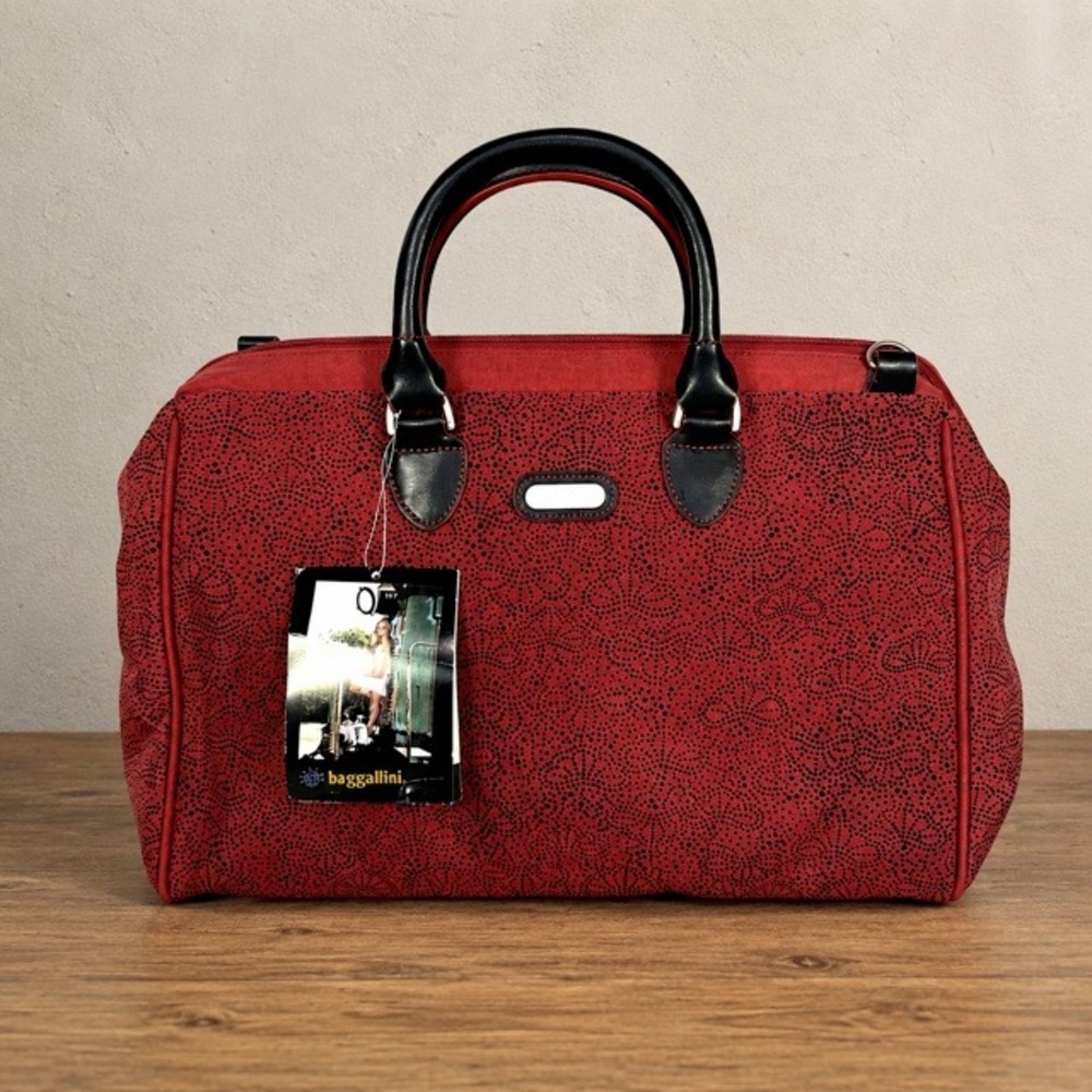 Baggallini Large Doctors Bagg Red Black Weekender Travel Bag NWT Y2K Style